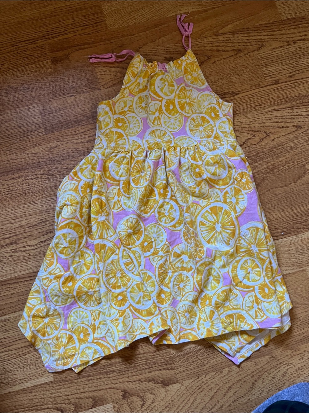 ❤️ 4/$25❤️ Girls Yellow & Pink Citrus Print Sundress size 5